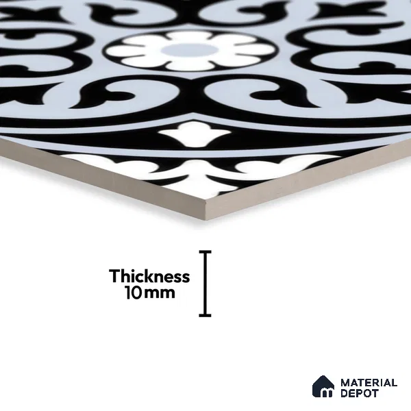 Moroccan Wall & Floor Tile TL 00237 Pale Blue 1 ft x 1 ft Matte Finish Ceramic Tile - 9 mm | Suitable For Kitchen, Bathroom, Dining Area | Please Expect a Slight Variation of Pattern
