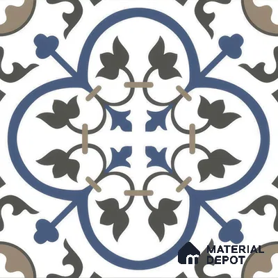 Moroccan Wall & Floor Tile TL 00238 White & Blue 1 ft x 1 ft Matte Finish Ceramic Tile - 9 mm | Suitable For Kitchen, Bathroom, Dining Area | Please Expect a Slight Variation of Pattern