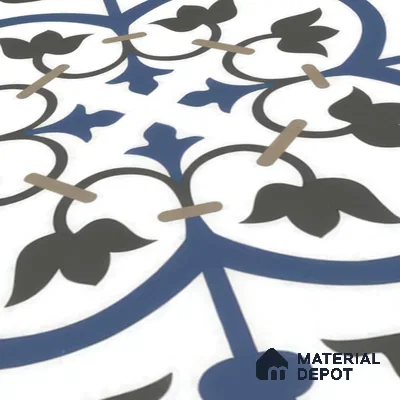 Moroccan Wall & Floor Tile TL 00238 White & Blue 1 ft x 1 ft Matte Finish Ceramic Tile - 9 mm | Suitable For Kitchen, Bathroom, Dining Area | Please Expect a Slight Variation of Pattern