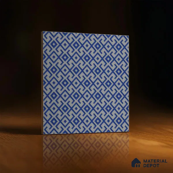 Moroccan Wall & Floor Tile TL 00239 Blue 1 ft x 1 ft Matte Finish Ceramic Tile - 9 mm | Suitable For Kitchen, Bathroom, Dining Area | Please Expect a Slight Variation of Pattern