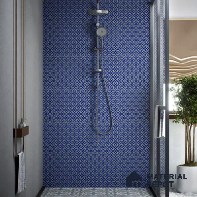 Moroccan Wall & Floor Tile TL 00239 Blue 1 ft x 1 ft Matte Finish Ceramic Tile - 9 mm | Suitable For Kitchen, Bathroom, Dining Area | Please Expect a Slight Variation of Pattern