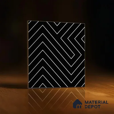 Moroccan Wall & Floor Tile TL 00240 B Black 1 ft x 1 ft Matte Finish Ceramic Tile - 9 mm | Suitable For Kitchen, Bathroom, Dining Area | Please Expect a Slight Variation of Pattern