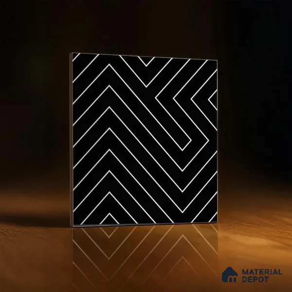 Moroccan Wall & Floor Tile TL 00240 B Black 1 ft x 1 ft Matte Finish Ceramic Tile - 9 mm | Suitable For Kitchen, Bathroom, Dining Area | Please Expect a Slight Variation of Pattern