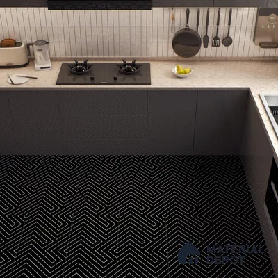 Moroccan Wall & Floor Tile TL 00240 B Black 1 ft x 1 ft Matte Finish Ceramic Tile - 9 mm | Suitable For Kitchen, Bathroom, Dining Area | Please Expect a Slight Variation of Pattern
