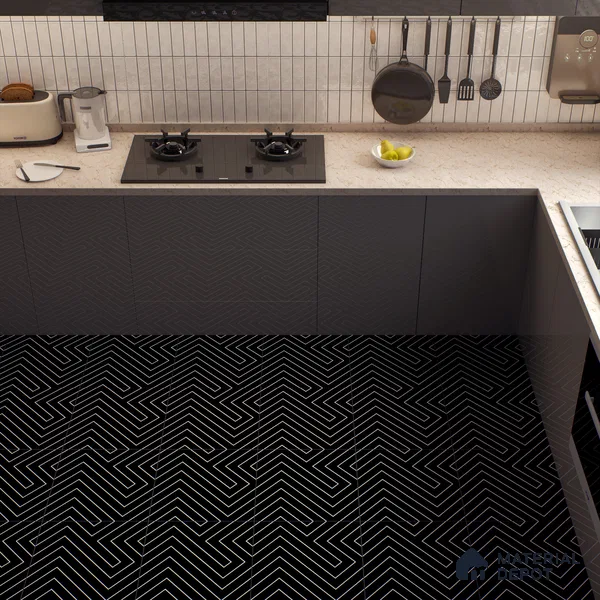 Moroccan Wall & Floor Tile TL 00240 B Black 1 ft x 1 ft Matte Finish Ceramic Tile - 9 mm | Suitable For Kitchen, Bathroom, Dining Area | Please Expect a Slight Variation of Pattern