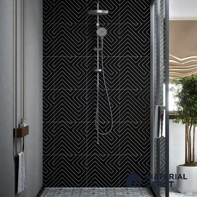 Moroccan Wall & Floor Tile TL 00240 B Black 1 ft x 1 ft Matte Finish Ceramic Tile - 9 mm | Suitable For Kitchen, Bathroom, Dining Area | Please Expect a Slight Variation of Pattern