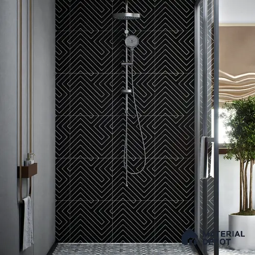 Moroccan Wall & Floor Tile TL 00240 B Black 1 ft x 1 ft Matte Finish Ceramic Tile - 9 mm | Suitable For Kitchen, Bathroom, Dining Area | Please Expect a Slight Variation of Pattern