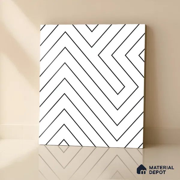 Moroccan Wall & Floor Tile TL 00240 A White 1 ft x 1 ft Matte Finish Ceramic Tile - 9 mm | Suitable For Kitchen, Bathroom, Dining Area | Please Expect a Slight Variation of Pattern