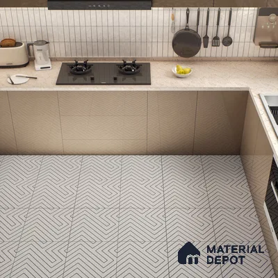 Moroccan Wall & Floor Tile TL 00240 A White 1 ft x 1 ft Matte Finish Ceramic Tile - 9 mm | Suitable For Kitchen, Bathroom, Dining Area | Please Expect a Slight Variation of Pattern