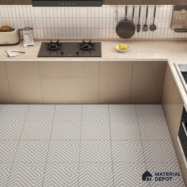 Moroccan Wall & Floor Tile TL 00240 A White 1 ft x 1 ft Matte Finish Ceramic Tile - 9 mm | Suitable For Kitchen, Bathroom, Dining Area | Please Expect a Slight Variation of Pattern