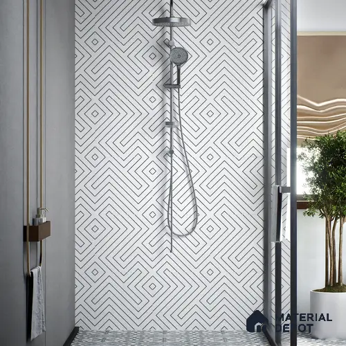 Moroccan Wall & Floor Tile TL 00240 A White 1 ft x 1 ft Matte Finish Ceramic Tile - 9 mm | Suitable For Kitchen, Bathroom, Dining Area | Please Expect a Slight Variation of Pattern