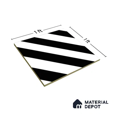 Moroccan Wall & Floor Tile TL 00241 Monochrome Lines 1 ft x 1 ft Matte Finish Ceramic Tile - 9 mm | Suitable For Kitchen, Bathroom, Dining Area | Please Expect a Slight Variation of Pattern