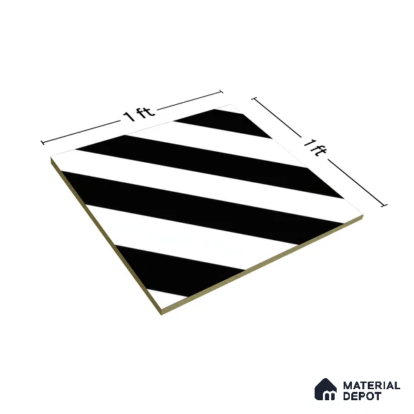 Moroccan Wall & Floor Tile TL 00241 Monochrome Lines 1 ft x 1 ft Matte Finish Ceramic Tile - 9 mm | Suitable For Kitchen, Bathroom, Dining Area | Please Expect a Slight Variation of Pattern