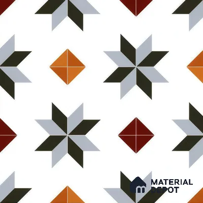 Moroccan Wall & Floor Tile TL 00243 Orange & White 1 ft x 1 ft Matte Finish Ceramic Tile - 9 mm | Suitable For Kitchen, Bathroom, Dining Area | Please Expect a Slight Variation of Pattern