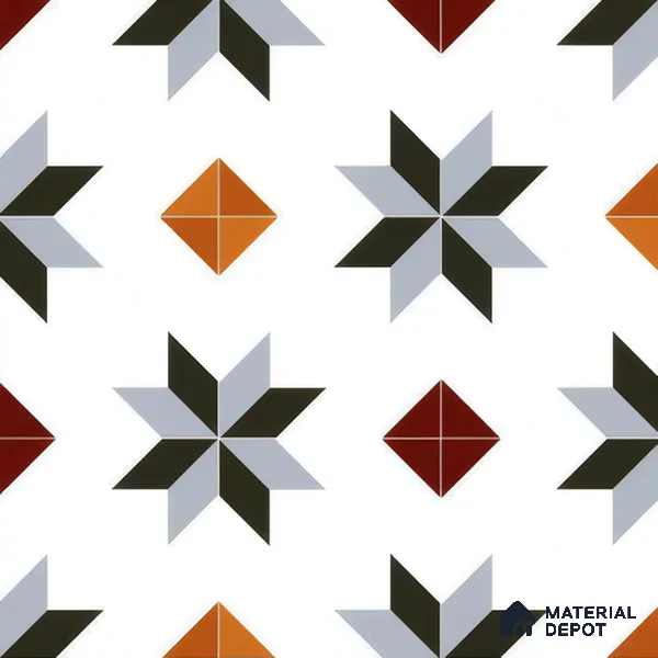 Moroccan Wall & Floor Tile TL 00243 Orange & White 1 ft x 1 ft Matte Finish Ceramic Tile - 9 mm | Suitable For Kitchen, Bathroom, Dining Area | Please Expect a Slight Variation of Pattern