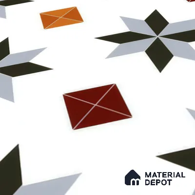 Moroccan Wall & Floor Tile TL 00243 Orange & White 1 ft x 1 ft Matte Finish Ceramic Tile - 9 mm | Suitable For Kitchen, Bathroom, Dining Area | Please Expect a Slight Variation of Pattern
