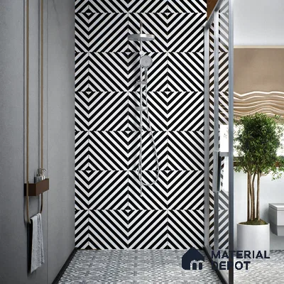 Moroccan Wall & Floor Tile TL 00244 Monochrome Thin 1 ft x 1 ft Matte Finish Ceramic Tile - 9 mm | Suitable For Kitchen, Bathroom, Dining Area | Please Expect a Slight Variation of Pattern