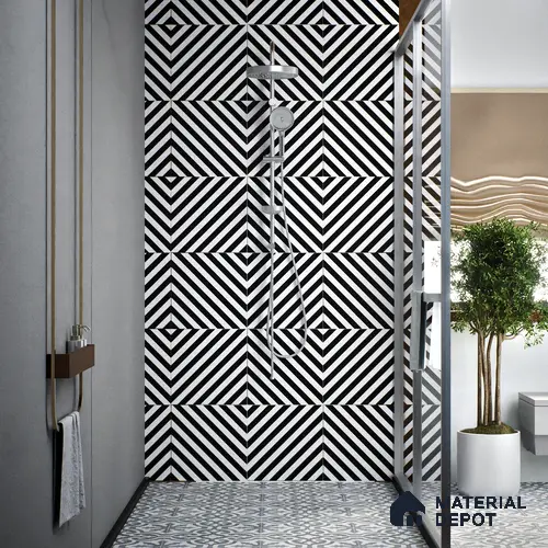 Moroccan Wall & Floor Tile TL 00244 Monochrome Thin 1 ft x 1 ft Matte Finish Ceramic Tile - 9 mm | Suitable For Kitchen, Bathroom, Dining Area | Please Expect a Slight Variation of Pattern