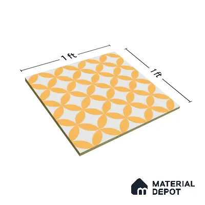 Moroccan Wall & Floor Tile TL 00245 Lemon Yellow 1 ft x 1 ft Matte Finish Ceramic Tile - 9 mm | Suitable For Kitchen, Bathroom, Dining Area | Please Expect a Slight Variation of Pattern