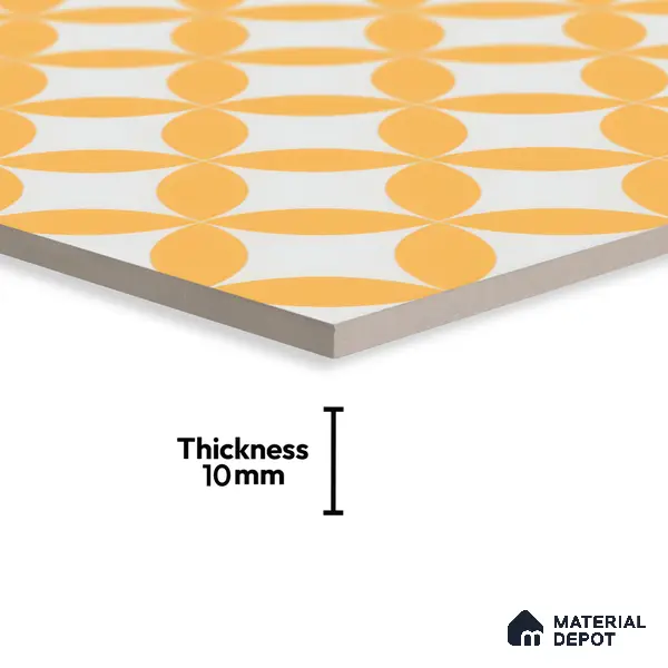 Moroccan Wall & Floor Tile TL 00245 Lemon Yellow 1 ft x 1 ft Matte Finish Ceramic Tile - 9 mm | Suitable For Kitchen, Bathroom, Dining Area | Please Expect a Slight Variation of Pattern
