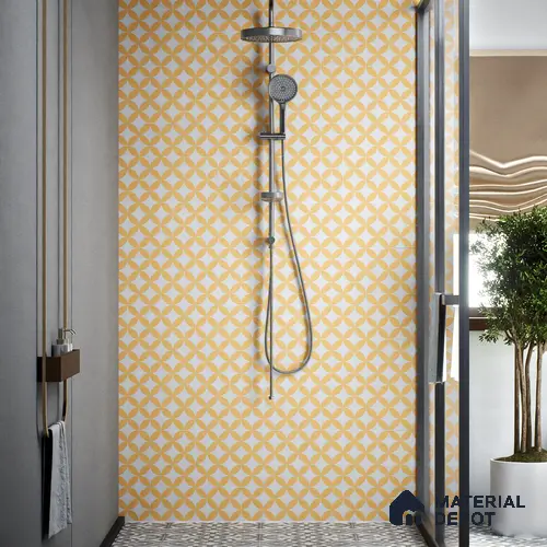 Moroccan Wall & Floor Tile TL 00245 Lemon Yellow 1 ft x 1 ft Matte Finish Ceramic Tile - 9 mm | Suitable For Kitchen, Bathroom, Dining Area | Please Expect a Slight Variation of Pattern