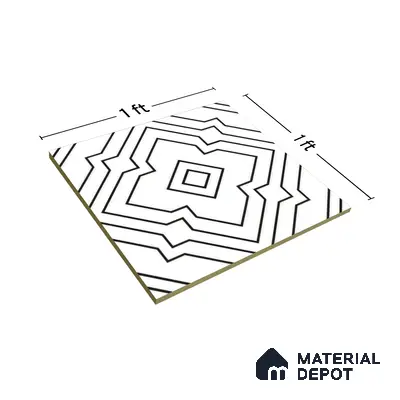 Moroccan Wall & Floor Athangudi Tile TL 00246 White 1 ft x 1 ft Matte Finish Ceramic Tile - 9 mm | Suitable For Kitchen, Bathroom, Dining Area | Please Expect a Slight Variation of Pattern