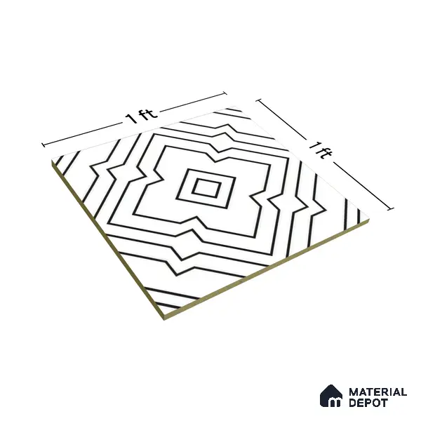 Moroccan Wall & Floor Athangudi Tile TL 00246 White 1 ft x 1 ft Matte Finish Ceramic Tile - 9 mm | Suitable For Kitchen, Bathroom, Dining Area | Please Expect a Slight Variation of Pattern