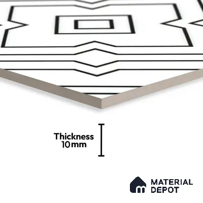 Moroccan Wall & Floor Athangudi Tile TL 00246 White 1 ft x 1 ft Matte Finish Ceramic Tile - 9 mm | Suitable For Kitchen, Bathroom, Dining Area | Please Expect a Slight Variation of Pattern