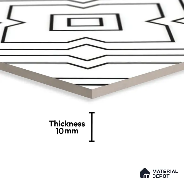 Moroccan Wall & Floor Athangudi Tile TL 00246 White 1 ft x 1 ft Matte Finish Ceramic Tile - 9 mm | Suitable For Kitchen, Bathroom, Dining Area | Please Expect a Slight Variation of Pattern