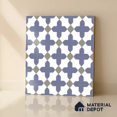 Moroccan Wall & Floor Tile TL 00247 Blue 1 ft x 1 ft Matte Finish Ceramic Tile - 9 mm | Suitable For Kitchen, Bathroom, Dining Area | Please Expect a Slight Variation of Pattern