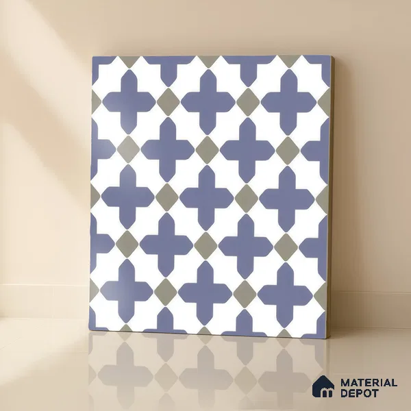 Moroccan Wall & Floor Tile TL 00247 Blue 1 ft x 1 ft Matte Finish Ceramic Tile - 9 mm | Suitable For Kitchen, Bathroom, Dining Area | Please Expect a Slight Variation of Pattern