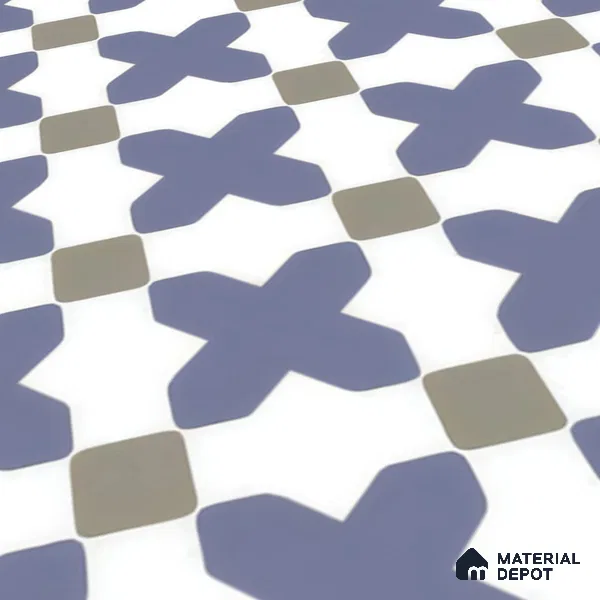 Moroccan Wall & Floor Tile TL 00247 Blue 1 ft x 1 ft Matte Finish Ceramic Tile - 9 mm | Suitable For Kitchen, Bathroom, Dining Area | Please Expect a Slight Variation of Pattern