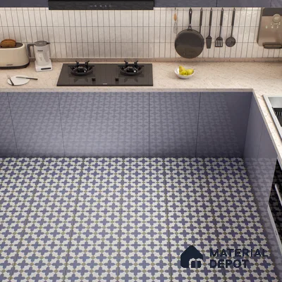 Moroccan Wall & Floor Tile TL 00247 Blue 1 ft x 1 ft Matte Finish Ceramic Tile - 9 mm | Suitable For Kitchen, Bathroom, Dining Area | Please Expect a Slight Variation of Pattern