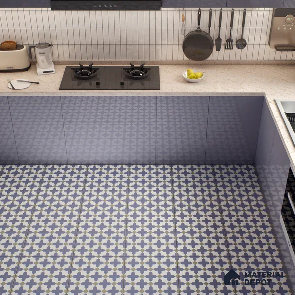 Moroccan Wall & Floor Tile TL 00247 Blue 1 ft x 1 ft Matte Finish Ceramic Tile - 9 mm | Suitable For Kitchen, Bathroom, Dining Area | Please Expect a Slight Variation of Pattern