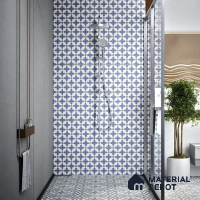 Moroccan Wall & Floor Tile TL 00247 Blue 1 ft x 1 ft Matte Finish Ceramic Tile - 9 mm | Suitable For Kitchen, Bathroom, Dining Area | Please Expect a Slight Variation of Pattern