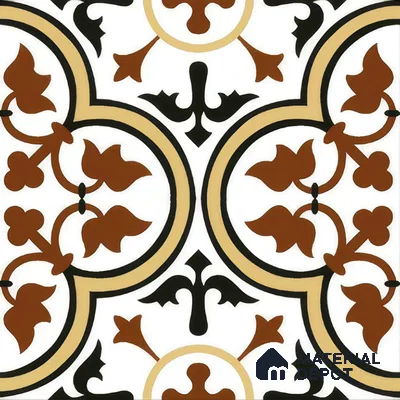 Moroccan Wall & Floor Tile TL 00249 Yellow & Brown 1 ft x 1 ft Matte Finish Ceramic Tile - 9 mm | Suitable For Kitchen, Bathroom, Dining Area | Please Expect a Slight Variation of Pattern