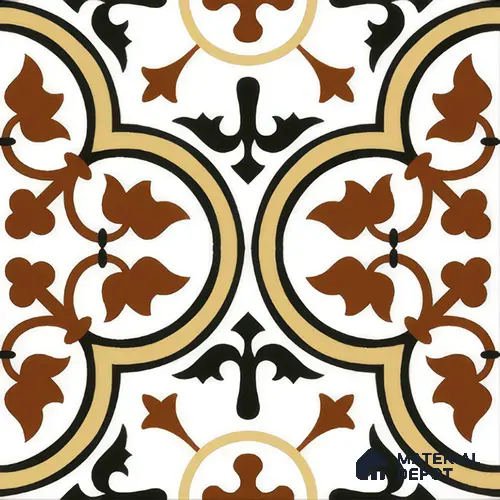 Moroccan Wall & Floor Tile TL 00249 Yellow & Brown 1 ft x 1 ft Matte Finish Ceramic Tile - 9 mm | Suitable For Kitchen, Bathroom, Dining Area | Please Expect a Slight Variation of Pattern