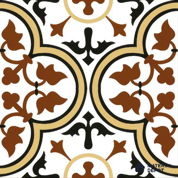 Moroccan Wall & Floor Tile TL 00249 Yellow & Brown 1 ft x 1 ft Matte Finish Ceramic Tile - 9 mm | Suitable For Kitchen, Bathroom, Dining Area | Please Expect a Slight Variation of Pattern