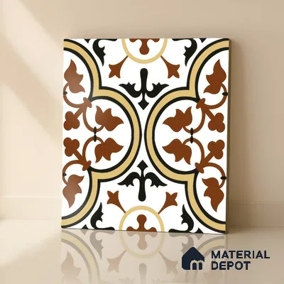 Moroccan Wall & Floor Tile TL 00249 Yellow & Brown 1 ft x 1 ft Matte Finish Ceramic Tile - 9 mm | Suitable For Kitchen, Bathroom, Dining Area | Please Expect a Slight Variation of Pattern