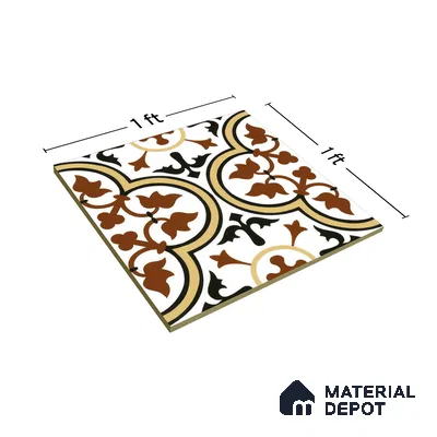 Moroccan Wall & Floor Tile TL 00249 Yellow & Brown 1 ft x 1 ft Matte Finish Ceramic Tile - 9 mm | Suitable For Kitchen, Bathroom, Dining Area | Please Expect a Slight Variation of Pattern
