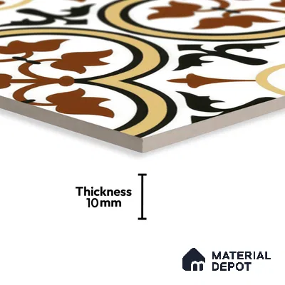Moroccan Wall & Floor Tile TL 00249 Yellow & Brown 1 ft x 1 ft Matte Finish Ceramic Tile - 9 mm | Suitable For Kitchen, Bathroom, Dining Area | Please Expect a Slight Variation of Pattern