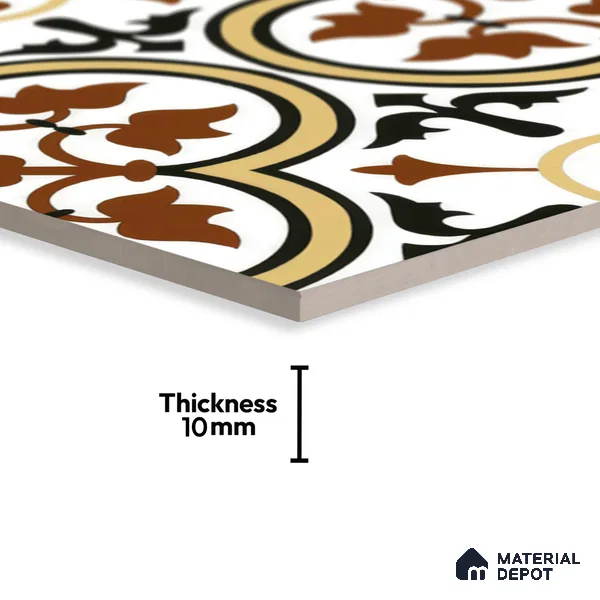 Moroccan Wall & Floor Tile TL 00249 Yellow & Brown 1 ft x 1 ft Matte Finish Ceramic Tile - 9 mm | Suitable For Kitchen, Bathroom, Dining Area | Please Expect a Slight Variation of Pattern
