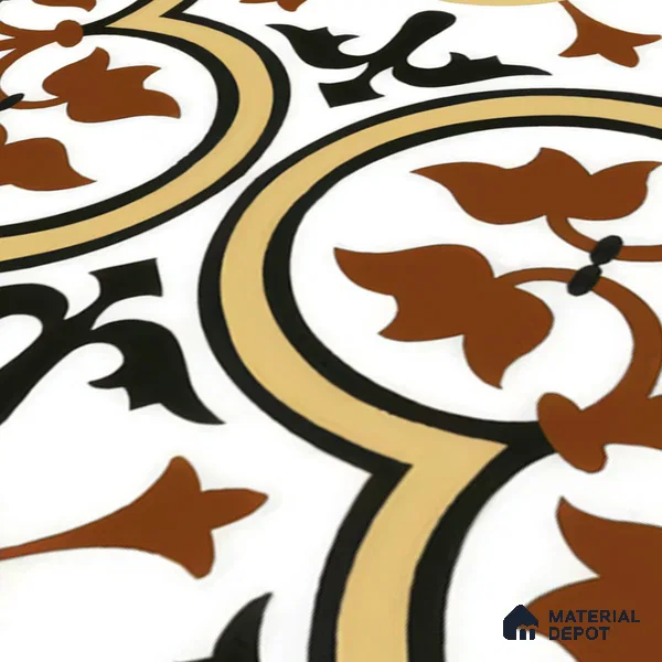 Moroccan Wall & Floor Tile TL 00249 Yellow & Brown 1 ft x 1 ft Matte Finish Ceramic Tile - 9 mm | Suitable For Kitchen, Bathroom, Dining Area | Please Expect a Slight Variation of Pattern
