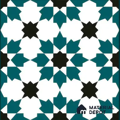 Moroccan Wall & Floor Tile TL 00250 Green 1 ft x 1 ft Matte Finish Ceramic Tile - 9 mm | Suitable For Kitchen, Bathroom, Dining Area | Please Expect a Slight Variation of Pattern