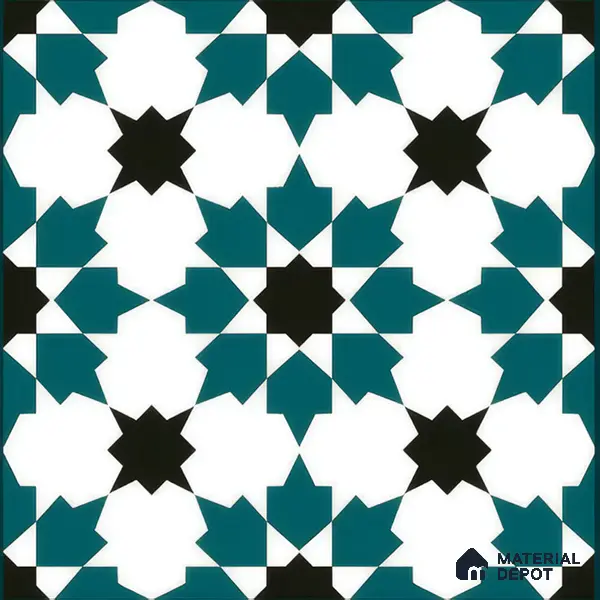 Moroccan Wall & Floor Tile TL 00250 Green 1 ft x 1 ft Matte Finish Ceramic Tile - 9 mm | Suitable For Kitchen, Bathroom, Dining Area | Please Expect a Slight Variation of Pattern