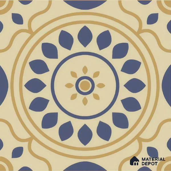 Moroccan Floor & Wall Tile TL 00251 Brown & Blue 1 ft x 1 ft Matte Finish Ceramic Tile - 9 mm | Suitable For Kitchen, Bathroom, Dining Area | Please Expect a Slight Variation of Pattern