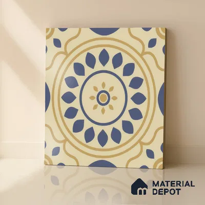 Moroccan Floor & Wall Tile TL 00251 Brown & Blue 1 ft x 1 ft Matte Finish Ceramic Tile - 9 mm | Suitable For Kitchen, Bathroom, Dining Area | Please Expect a Slight Variation of Pattern