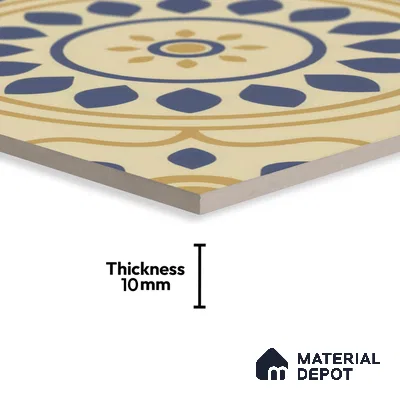 Moroccan Floor & Wall Tile TL 00251 Brown & Blue 1 ft x 1 ft Matte Finish Ceramic Tile - 9 mm | Suitable For Kitchen, Bathroom, Dining Area | Please Expect a Slight Variation of Pattern