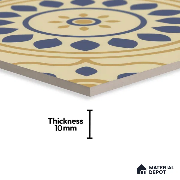 Moroccan Floor & Wall Tile TL 00251 Brown & Blue 1 ft x 1 ft Matte Finish Ceramic Tile - 9 mm | Suitable For Kitchen, Bathroom, Dining Area | Please Expect a Slight Variation of Pattern