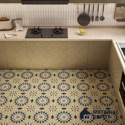 Moroccan Floor & Wall Tile TL 00251 Brown & Blue 1 ft x 1 ft Matte Finish Ceramic Tile - 9 mm | Suitable For Kitchen, Bathroom, Dining Area | Please Expect a Slight Variation of Pattern